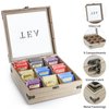 MOLIGOU Wood Tea Box Organizer, Tea Storage Chest with Glass Lid, 9 Compartments, Tea Bag Holder for Cabinet, Pantry