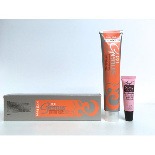 Genus Oxi Permanent Hair Color Cream With Olive Oil 3.4 Oz PPD Free "Free Starry Lip Plumping 10 Ml" (4.73 Tabacco Brown/Castano Tabaco)