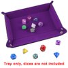 SIQUK Double Sided Dice Tray Folding Rectangle PU Leather and Dark Violet Velvet Dice Holder