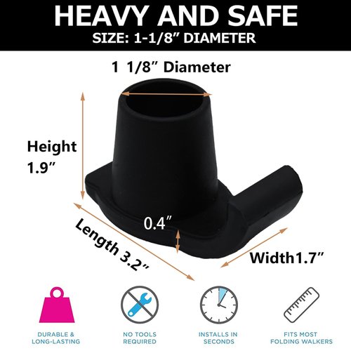 Magicorange Walker Glide Skis, 8 Pcs Universal Fit Walker ski Glides,Easy to Use Rubber Walker Glides,Walker Feet Replacement (Black)