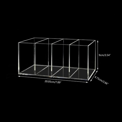 Acrylic Pen Holder 4 Compartments Clear Pencil Holder Organizer Makeup Brush Holder