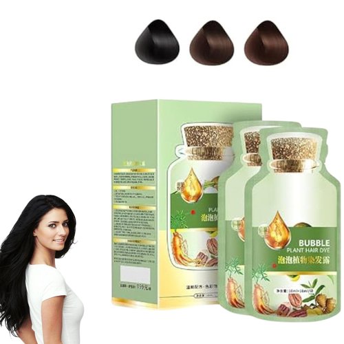 Bubble Hair Dye Shampoo,Natural Plant Hair Dye, Pure Plant Extract for Grey Hair Color Bubble Dye Plant Bubble Hair Dye Shampoo 20ml 10packs/Box (Natural Black)