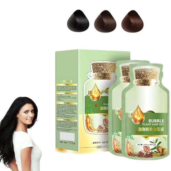 Bubble Hair Dye Shampoo,Natural Plant Hair Dye, Pure Plant Extract for Grey Hair Color Bubble Dye Plant Bubble Hair Dye Shampoo 20ml 10packs/Box (Natural Black)