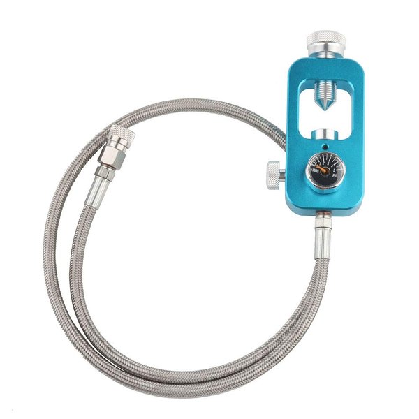 IORMAN DIN Valve Scuba Adapter 4500psi High Pressure PCP Paintball HPA Tank Fill Station (Stainless Steel Braided-Blue)