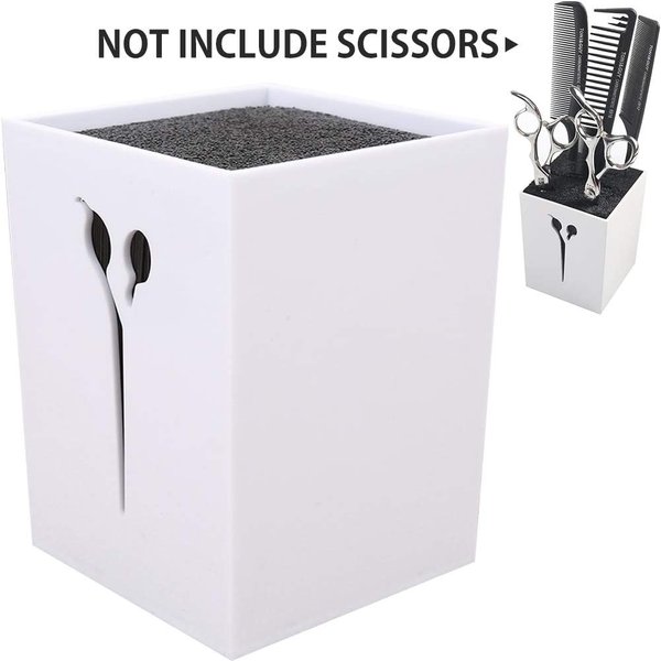 OLizee® Professional Acylic Salon Scissors Holder Box Hairdressing Combs Clips Organizer Rack for Hair Stylist(White)