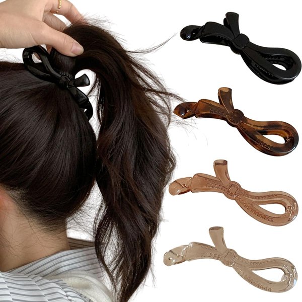 Banana Hair Clips for Thick Hair Strong Hold Ponytail Medium Banana Clips Bow Hair Accessories for Women and Girls