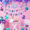 SUNBEAUTY Mermaid Happy Birthday Banner Little Mermaid Theme Birthday Decorations for Girls Ocean Theme Party Supplies for Baby Shower | Pre-Strung