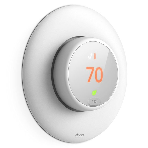 elago Wall Plate Cover Designed for Google Nest thermostat E Wall Plate (2017)(White) - ONLY Compatible with Nest Thermostat E, Hard ABS Material, Not compatible with 2020 models[US Patent Registered]