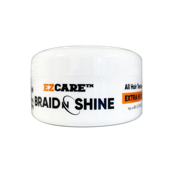 EZCARE Braid N Shine Gel Lustrous Shine/Non-Flaking/Moisturizing/Frizz Control/Grip Styling/All Hair Texture/Extra Hold (5.3 oz.)