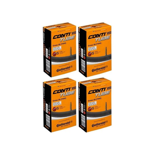Continental Cross 28 700x32-47c Bicycle Inner Tube Bundle - 42mm Presta Valve - 4 Pack w/ Decal