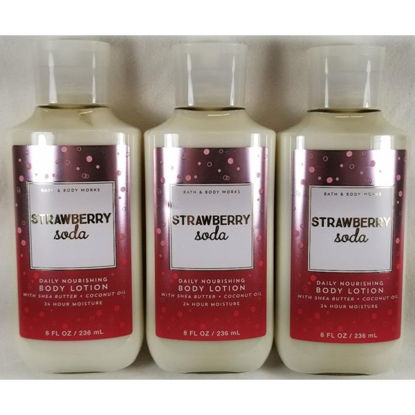 3 STRAWBERRY SODA Shea bath Body Lotion 8 oz