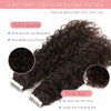 Hair Extensions Tape in Human Hair Jerry Curly Double Sided Strong Tape Brazilian Virgin Hair Darkest Brown Thick End Curly Tape Hair Extensions Black People 20inch #2 20pcs 50grams