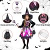 Giegxin Girls Light up Witch Costume Set Toddler Witch Halloween Cosplay Costumes with Hat, Magic Wand and Tote Bag for Party (Medium (7-9yr))
