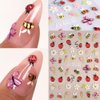 Cute Bee Ladybug Ant Nail Art Stickers, 4 Sheets 5D Embossed Self-Adhesive Nail Decals Flowers Daisy Butterfly Strawberry Nail Designs for Women Girls DIY Manicure Decorations