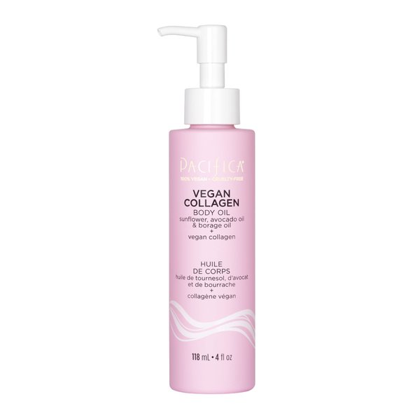 Pacifica Vegan Collagen Body Oil - Moisturizing, Hydrating Massage for Dry Skin, Soft & Radiant Glow, Jasmine Scent, 4 fl oz