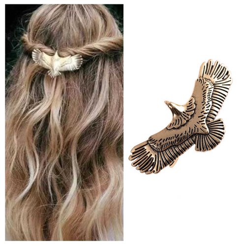 Iaceble Vintage Eagle Hair Clip Barrette Metal Bird Hair Clips Hairpin Gold Hair Barrette Head Clip Boho Eagle Hair Pin Accessories for Women and Girl Headdress (Gold)