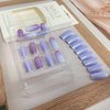 Silver Purple Press on Nails Square Medium Fake Nails With Aurora Designs Full Cover Glitter False Nails Acrylic Stick on Nails Reusable Artificial Nails for Women Glue on Nails 24Pcs