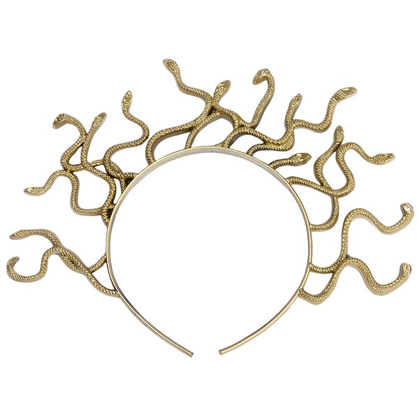 HIFANMM Halloween Headband Snake Hair Bands for Women Girls, Shiny Horrible Hydra Medusa Hair Accessories, Halloween Decor Costume Party Supplies Day of the Dead Headbands (Gold, standard)