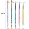 AIBEE Nail Art Brushes, 5pcs Double-Ended Acrylic Nail Brush Including 7/9/11mm Nail Liner Brush Flat Brushes and Nail Dotting Tools for Nail Art Design