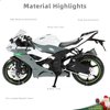 Risopen 1/12 Kawasak Ninja Motorcycle Model Toy Mini Alloy Metal Diecast Motorcycle Model White Motorcycle Model Toy Sport Motorcycle Racing Model Collection Gift for Men Kid Boy (ZX-6R)
