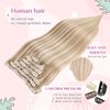 DIYOMO Hair Extensions Real Human Hair - Human Hair Clip In Extensions Soft&Natural Human Hair Extensions Clip Ins 120g 7pcs Real Hair Extensions Clip In Human Hair Straight&Invisible (16 Inch,#16/22)