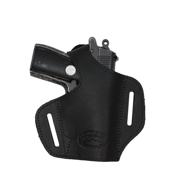 Barsony Black Leather Pancake Gun Holster for Beretta Jetfire Bobcat right