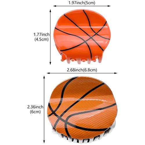 2 Pcs Basketball Hair Claw Clips Sports Hair Clips Fancy Non-Slip Hair Barrettes Vintage Hair Jaw Clamps Hair Updo Grip Hair Accessories for Women Girls