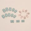 24 Pcs Green Square Press on Nails Short Fake Nails with Glue Glossy Acrylic Glue on Nails Spring Summer False Nails with Leaves Designs Full Nail Tips Reusable Stick on Nails for Women Girls