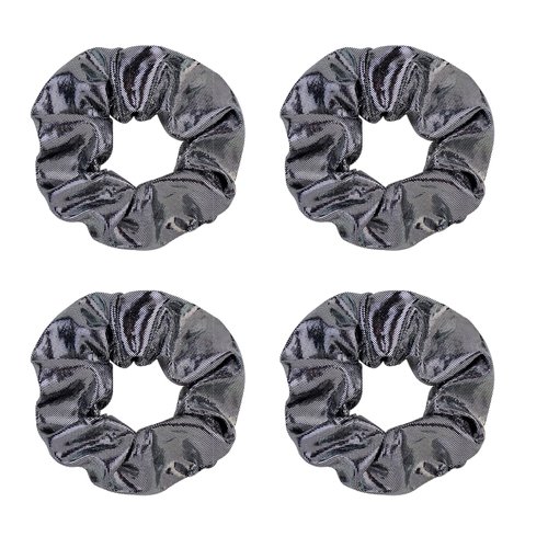 4 Pack Sparkly Cheer Hair Scrunchies for Costume,Party Favors Shiny Face Hair Ties Hair Eleastic Bands Dance Scrunchy Hair Ties Ponytail Holders Wrist for Girls School,Dance,Stage (Grey)