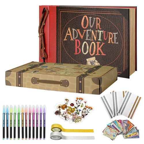 Vienrose Scrapbook Photo Album, Our Adventure Book Hardboard cover DIY Scrap Book Album with Scrapbook Supplies Exquisite Box for Couples Weddings, Travelling, Birthday, Christmas Day