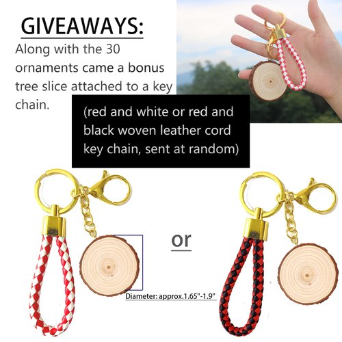 SENMUT Wood Slices 30 Pcs 3.5-4.0 inch Natural Rounds Unfinished Wooden Circles Christmas Wood Ornaments for Crafts Wood Kit Predrilled with Hole Wood Coasters, Craft Supplies for DIY and Painting