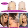 Highlight Bob Wig Human Hair Wear and Go Glueless 4/27 Highlight Bob Lace Front Wig Human Hair Pre Plucked Bob 13X4 HD Lace Frontal Wig With Baby Hair Ombre Brown Honey Blonde Bob Wigs For Black Women