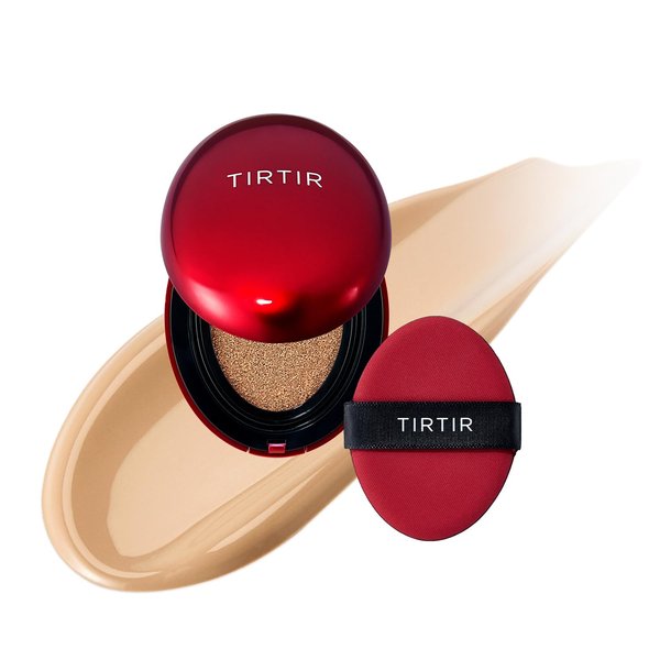 [*Mini Size*] TIRTIR Mask Fit Red Cushion Foundation | Long-Lasting, Lightweight, Buildable Coverage, Semi-Matte Finish, Korean Cushion Foundation (#27N Camel, 0.15 Fl Oz)