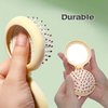 Arthaxi Travel Hair Brush with Small Mirror, Compact Mirror with Mini Hair Brush Kit, Folding Hairbrush for Girls, Foldable Hair Comb with Mirror Portable Size in Purse or Backpack, Light Baby Yellow