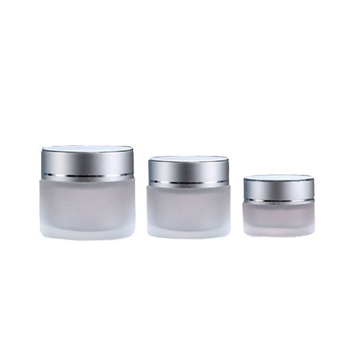 AKOAK 3 PCS 20g Refillable Frosted Glass Cosmetic Cream Jar Bottle Container with Silver Alumite Lids