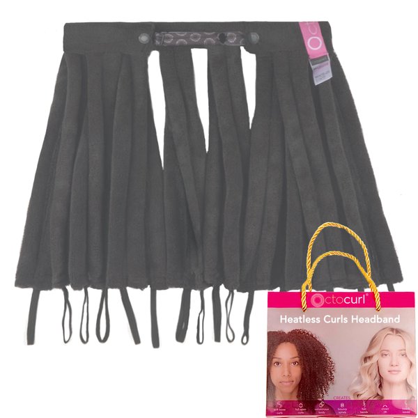Octocurl Heatless Hair Curler - Microfiber Hair Curlers for Overnight Curls - Rollers Hair Curlers for Wet Hair - Hair Curlers to Sleep In - Heatless Curls Headband (Medium Length - Black Beauty)