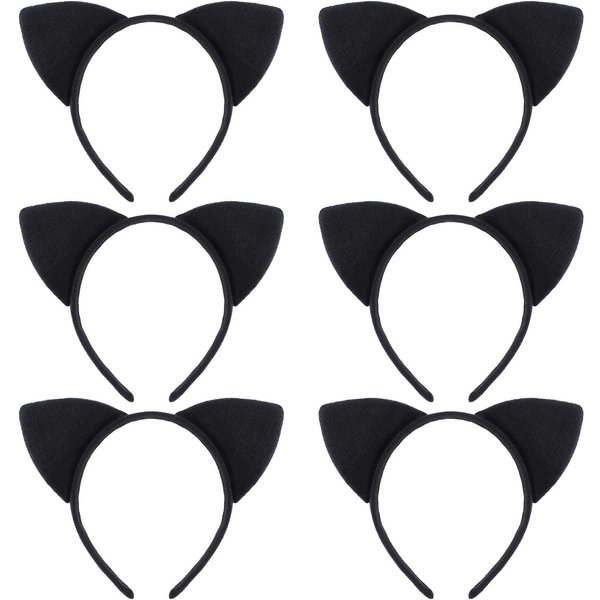 WILLBOND 6 Pieces Halloween Headband Halloween Cat Ears Headband Black Ears Headband Hair Accessories for Girls Women Daily Wearing Party Favors
