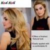 24" Long Straight Wavy Clip in Half Head Tied Wig Blonde Synthetic Hair Extensions For Women 210g 8-22#