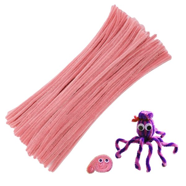 Pipe Cleaners Craft, 100 Pcs Pipe Cleaners Chenille Stem, Pink Pipe Cleaners Craft Supplies for Pipe Cleaners DIY Arts Crafts Decorations