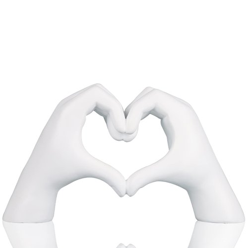 DOVDOV White Gesture Decoration, Modern Love Finger Statue, Modern Art Sculpture Hand Decorated Home Decoration, Creative Wedding Home Table Decoration
