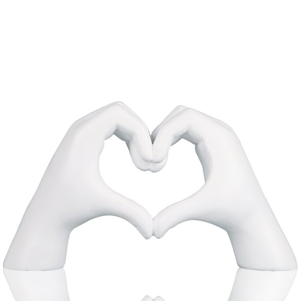 DOVDOV White Gesture Decoration, Modern Love Finger Statue, Modern Art Sculpture Hand Decorated Home Decoration, Creative Wedding Home Table Decoration