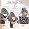 Kitzor Microfiber Hair Towel Wrap for Women - Ultra Soft and Absorbent Hair Towel with Elastic Band for Curly, Thick or Long Hair - Beige