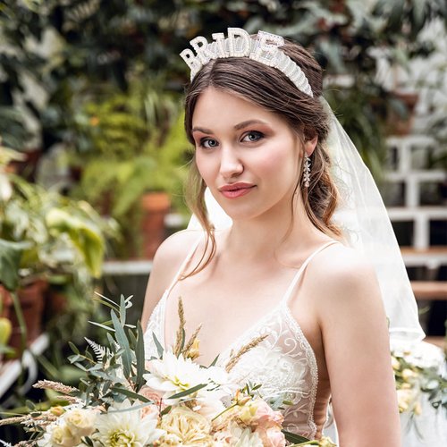 Casoty Pearl Bride Headband with Bridal Veil, Bachelorette Party Decorations, Bridal Headband and Veil for Bachelorette Party, Bridal Shower Headband Bachelorette Party Supplies