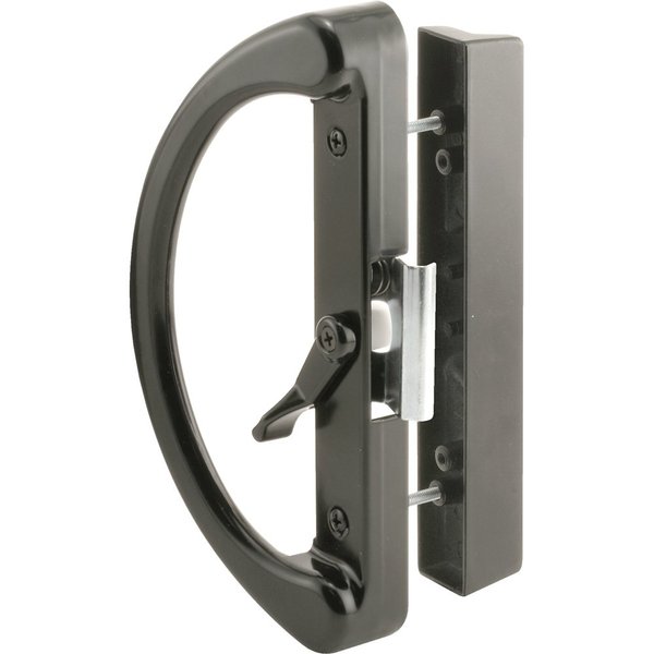 Prime-Line C 1222 Diecast Non-Keyed Sliding Glass Door Handle Set, Fits 4-15/16 Inch Hole Spacing, Black (1 Set)