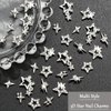 RODAKY 30PCS Silver Star Nail Charms Shiny 3D Stars Nail Gems Starlight Nail Jewelry Y2K Charms for Acrylic Nails Decoration Metal Nail Supplies for Women and Girls