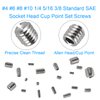 HanTof 380Pcs 19 Sizes #4-40 to 3/8"-16 UNC Standard SAE Hex Socket Cup Point Set Screws, Allen Head Grub Screws, Internal Hex Drive Headless Screws Assortment with 7pcs Hex Keys, 304 Stainless Steel