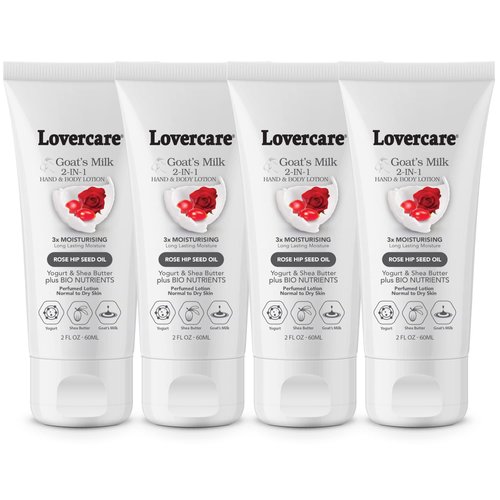 Lover's Care 4-PACK Goat Milk Body Lotion for Dry Skin 2 oz (60 ml) Rose Hip Seed Oil 4-PACK