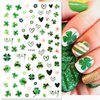 HOXIEYA St. Patrick's Day Nail Stickers Shamrock Nail Art Stickers Lucky Clover Nail Art Decorations for Women 4 Sheets Green Shamrock Lucky Heart Nail Deisgn for Nail Art