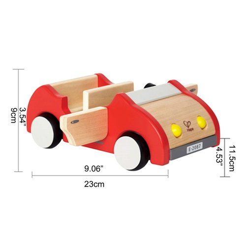 Hape Dollhouse Family Car | Wooden Dolls House Car Toy, Push Vehicle Accessory for Complete Doll House Furniture Set Red, L: 8.9, W: 3.5, H: 5.1 inch