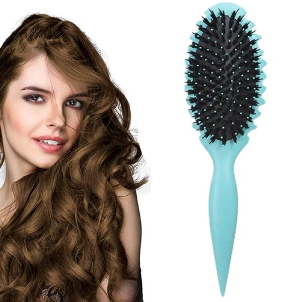 Curl Brush,2024 New Curly Hair Brush,Curl Brush,Define Styling Brush for Curly Hair, Curl Comb,Boar Bristle Hair Brush Styling Brush for Detangling (Teal)1pcs